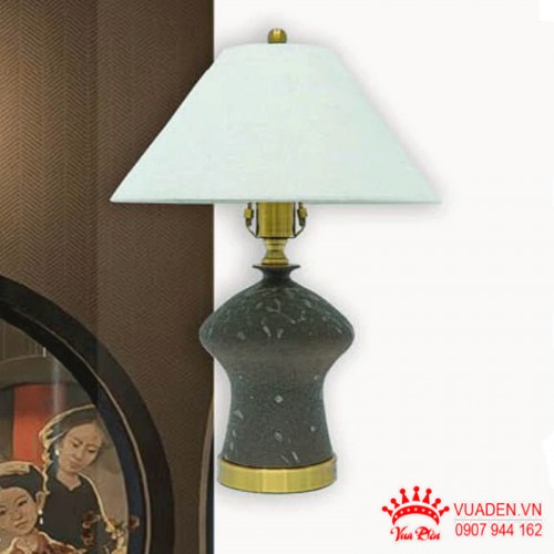 Đèn bàn thiết kế thân sứ chao vải kiểu dáng cổ điển thanh...