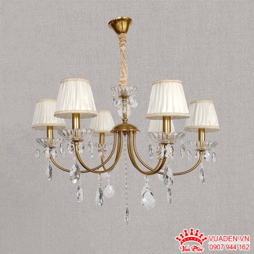 Đèn chùm cao cấp thiết kế tân cổ điển 6 tay