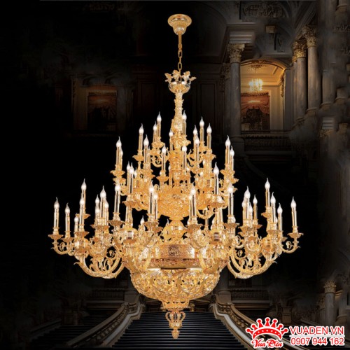 Đèn chùm chất liệu đồng nguyên chất xi vàng 24K cao cấp