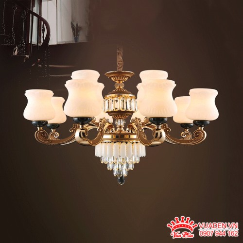 Đèn chùm cổ điển chất liệu hợp kim xi mạ trang trí pha lê...