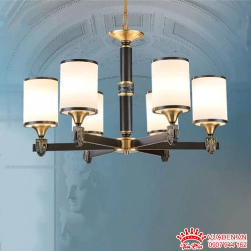 Đèn chùm đồng 6 tay kiểu dáng sang trọng độc đáo
