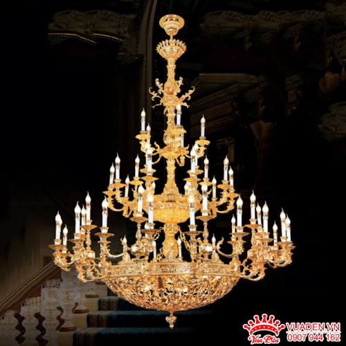 Đèn chùm đồng nguyên chất xi vàng 24K sang trọng cao cấp