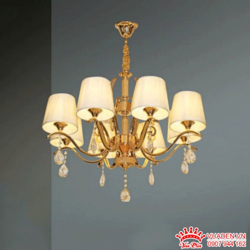 Đèn chùm pha lê chao vải kiểu dáng cổ điển sang trọng