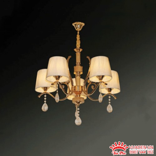 Đèn chùm pha lê chao vải thiết kế cổ điển sang trọng