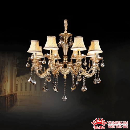 Đèn chùm pha lê chao vải thiết kế sang trọng ấn tượng