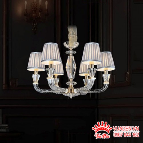 Đèn chùm pha lê chụp vải sang trọng