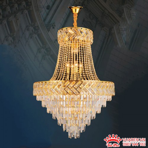 Đèn chùm pha lê thả thông tầng phong cách Châu Âu cổ