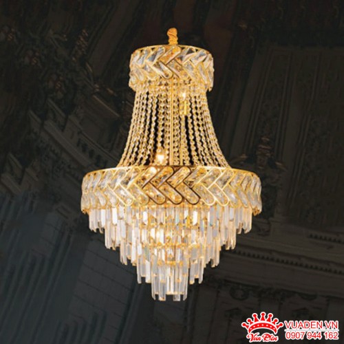 Đèn chùm pha lê thả thông tầng phong cách Châu Âu cổ