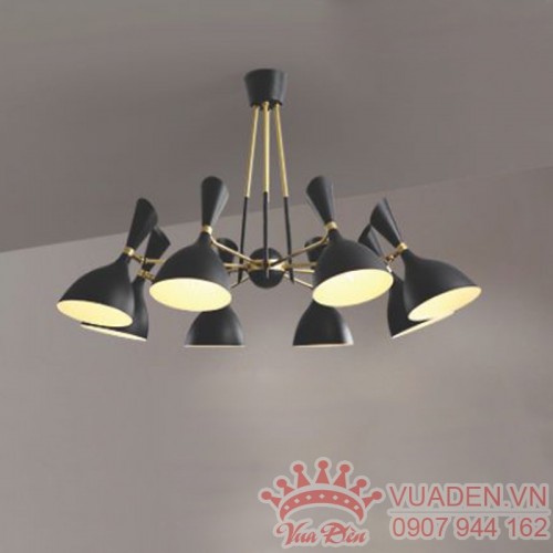 Đèn chùm sơn đen 8 bóng trang trí phòng khách hiện đại
