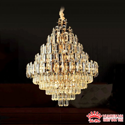 Đèn chùm thả pha lê khối lấp lánh trang trí phòng khách sang...