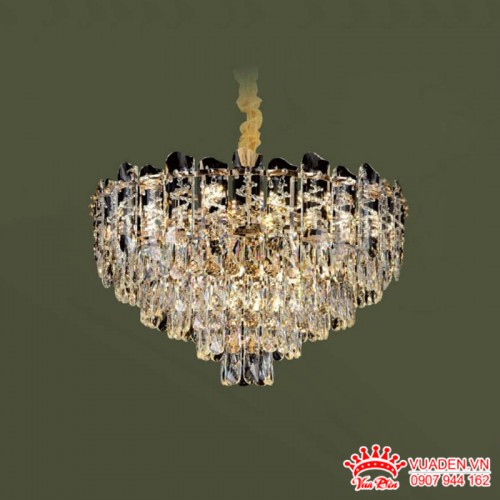 Đèn chùm thả pha lê khối thiết kế cổ điển