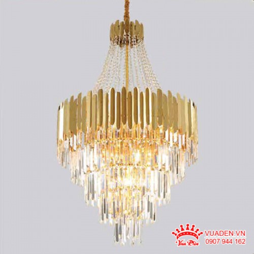 Đèn chùm thả pha lê thông tầng hiện đại