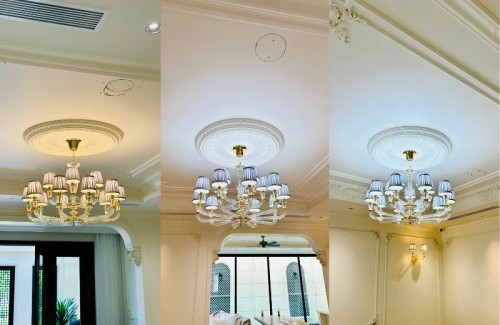 Đèn Chùm Thân Pha Lê Chụp Vải Kiểu Dáng Sang Trọng