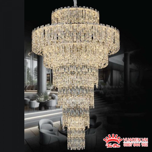 Đèn chùm thông tầng chất liệu pha lê cao cấp