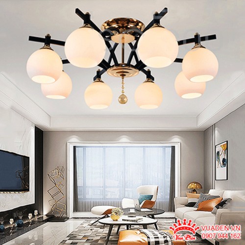 Đèn chùm thủy tinh 8 tay thiết kế hiện đại độc đáo