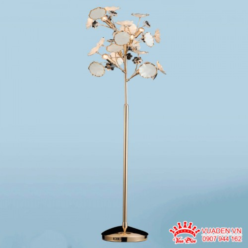 Đèn để sàn trang trí hoa lá màu sắc sang trọng hiện đại