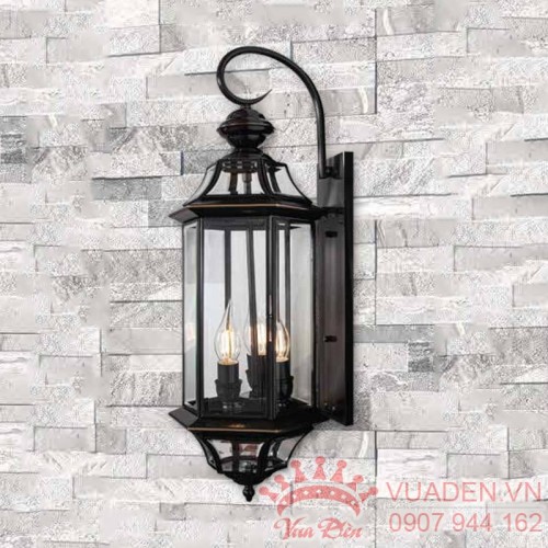 Đèn gắn tường xi mạ đồng đen thiết kế 3 bóng chống nước