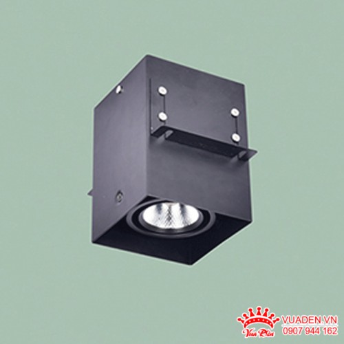 Đèn lon nổi / âm 2 trong 1 vuông thân đen