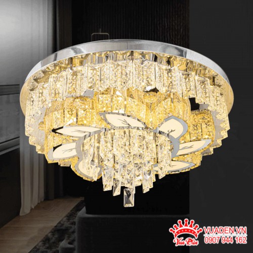 Đèn mâm led áp trần pha lê trang trí phòng khách đẹp