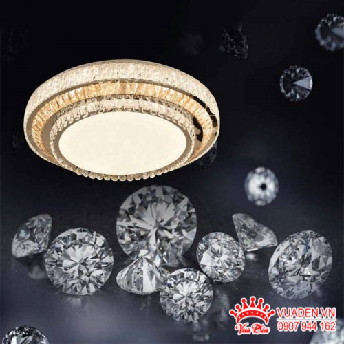 Đèn mâm ốp trần 3 tầng viền pha lê cao cấp sang trọng