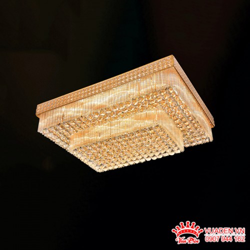 Đèn mâm ốp trần pha lê trang trí phòng khách sang trọng hiện...