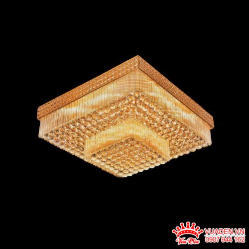 Đèn mâm ốp trần vuông trang trí pha lê sang trọng và hiện đại