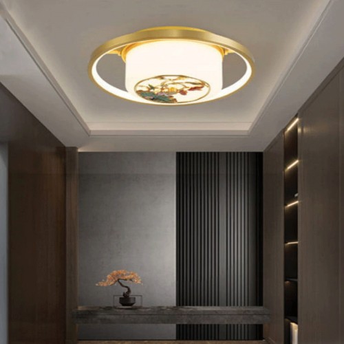 Đèn ốp trần đồng kiểu dáng Châu Âu cổ sang trọng