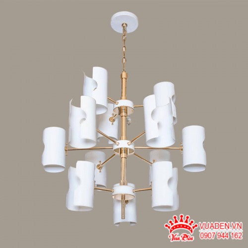 Đèn thả 12 bóng thiết kế chao đèn màu trắng hiện đại độc...