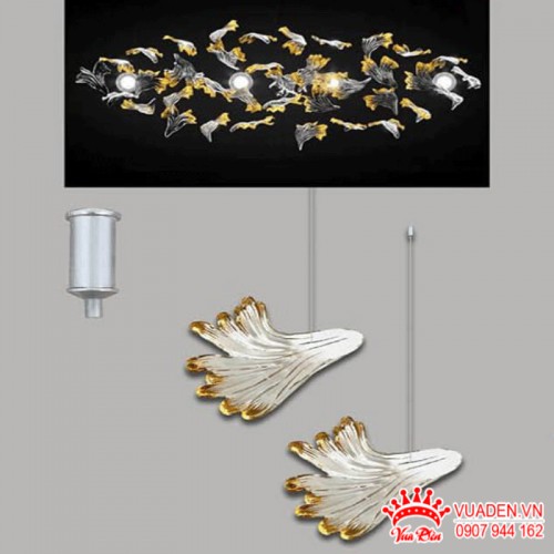 Đèn thả đơn hình cánh hoa rơi chất liệu thủy tinh trong suốt