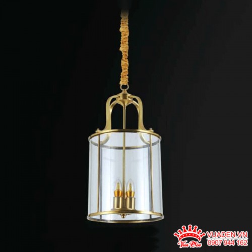 Đèn thả đồng bóng nến chụp thủy tinh phong cách cổ điển