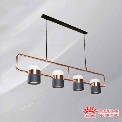 Đèn thả ngang 4 bóng Led khung xi vàng bóng