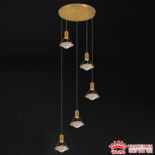 Đèn thả pha lê thông tầng thiết kế đơn giản hiện đại