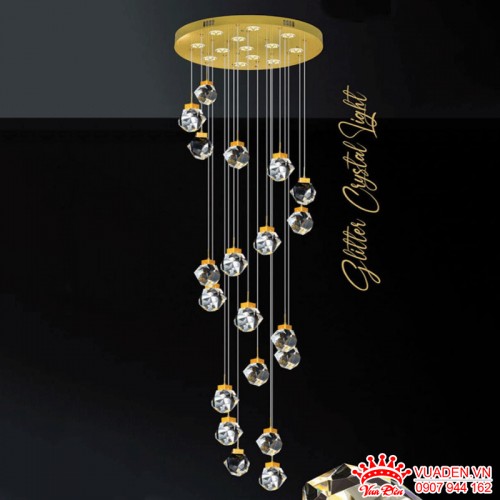 Đèn thả thông tầng dây treo pha lê cao cấp