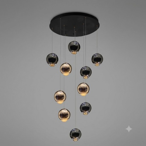 Đèn thả thông tầng pha lê màu đen led 3 màu