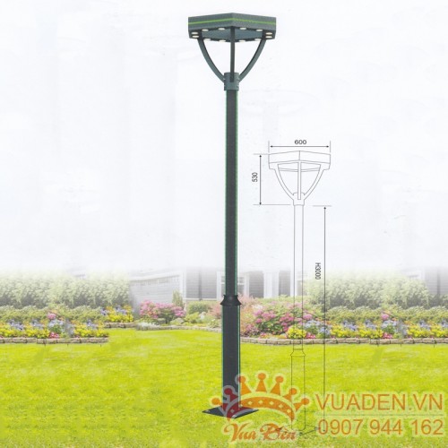 Đèn trụ sân vườn thiết kế thân có sọc màu xanh lá