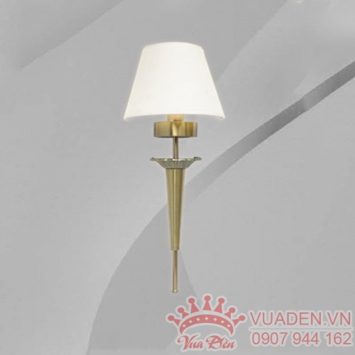 Đèn vách cổ điển thiết kế thân đèn màu đồng chao vải trắng