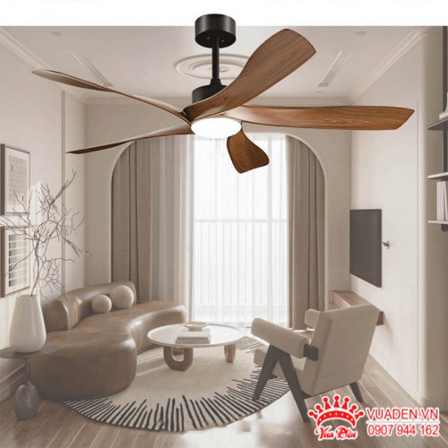 Quạt trần đèn 5 cánh gỗ kiểu dáng tinh tế sang trọng